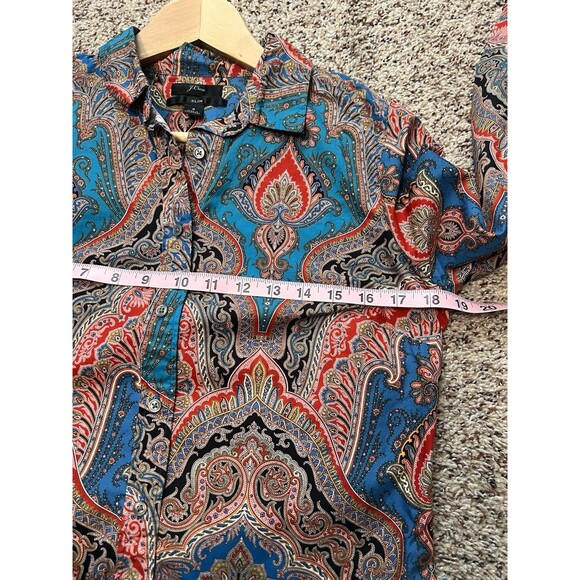 NWOT J Crew Slim Perfect Women Shirt in Ratti® Mediterranean Paisley Sz 4 - Picture 8 of 9